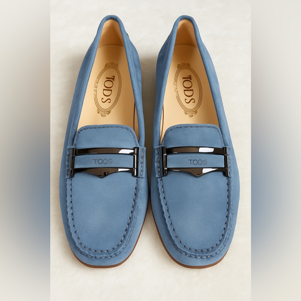 TOD'S Women’s Sky Blue Suede Loafers